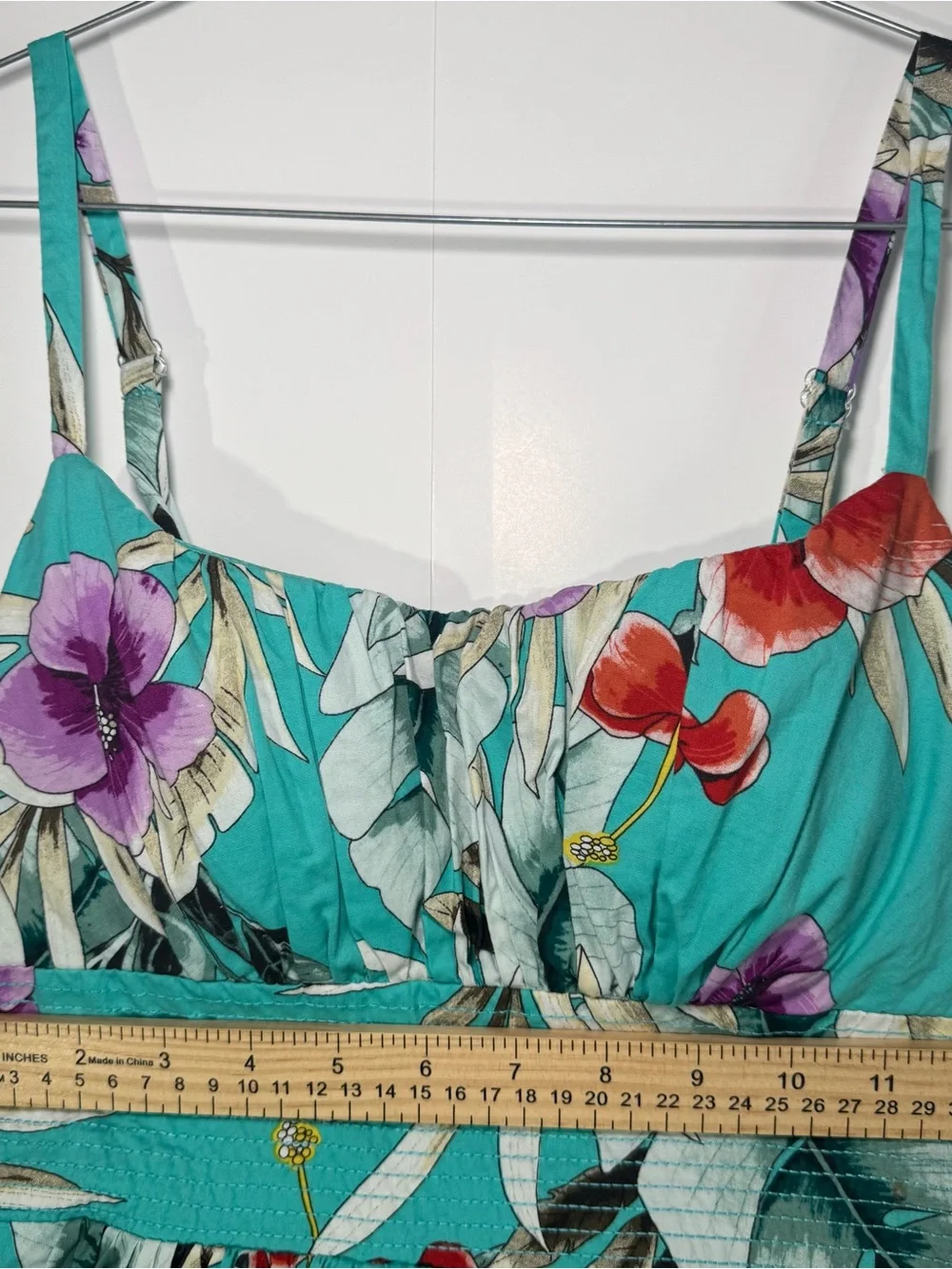 Roz & Ali Teal Strapless Floral Sundress size 6 women’s
